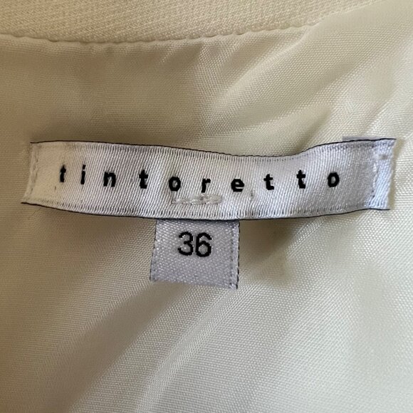 Tintoretto Womens Ivory Gray Sleeveless Mock Neck Mini Dress size Small - Picture 12 of 15